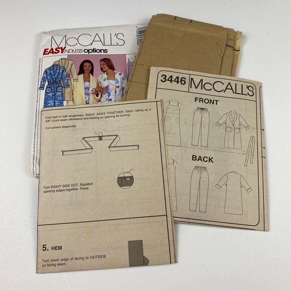 VTG Y2K McCalls 3446 SEWING Pattern Misses Loose Fitting Sleepwear Pajamas Robe - Picture 2 of 10